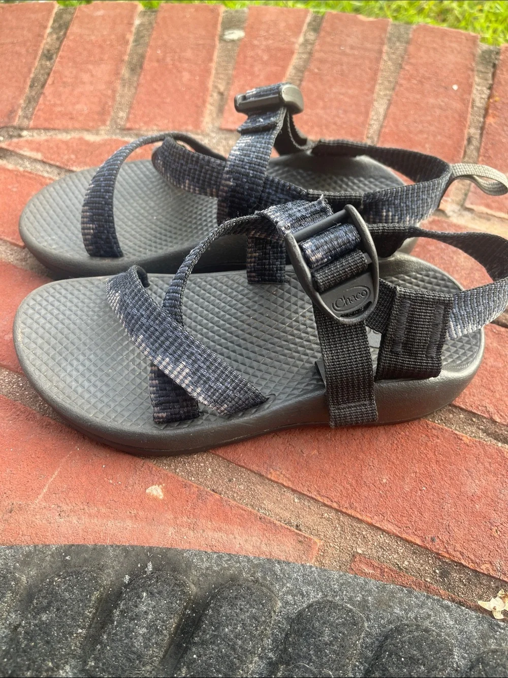 Chaco Kids Navy and Gray Adjustable Strap Sandals